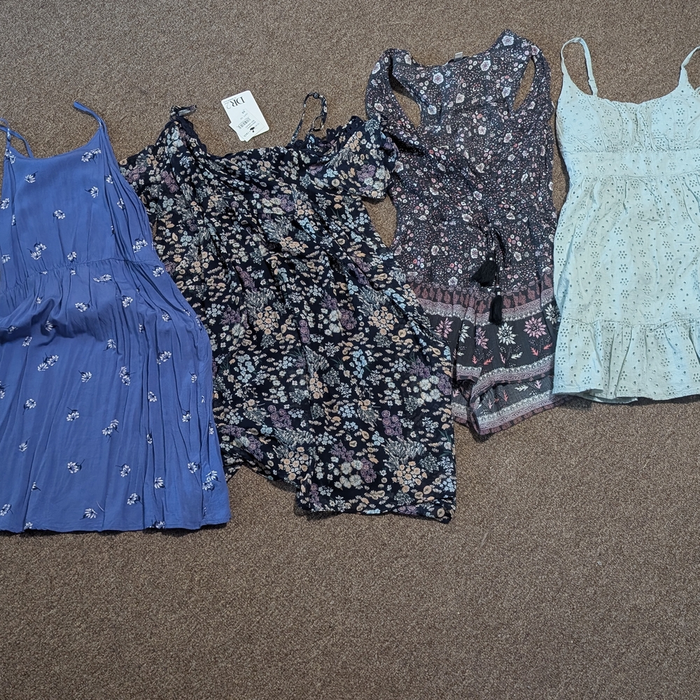 DR2 Women's Mini Dresses - Blue, Black Floral, Light Blue